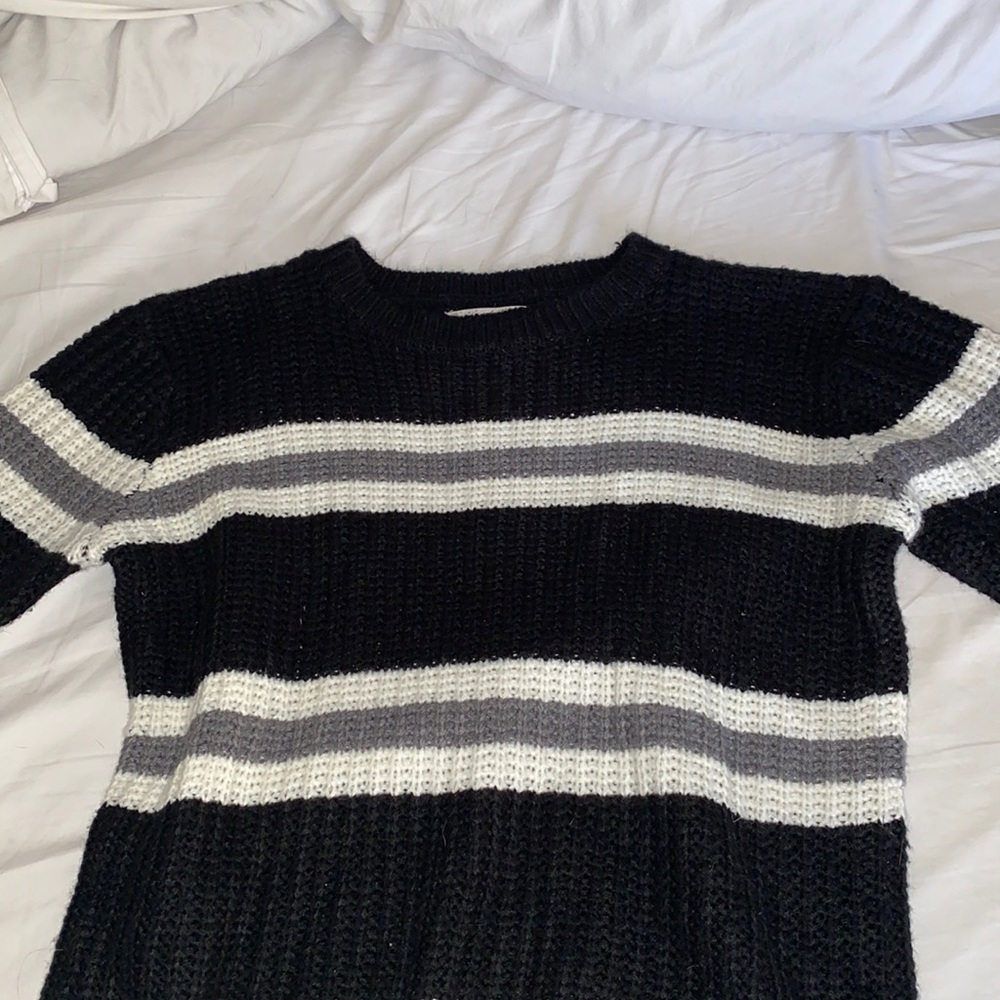 Black, white, and grey sweater